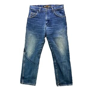 Wrangler FR Jeans Mens 32x30 Blue Relaxed Fit Faded Distressed Flame Resistant